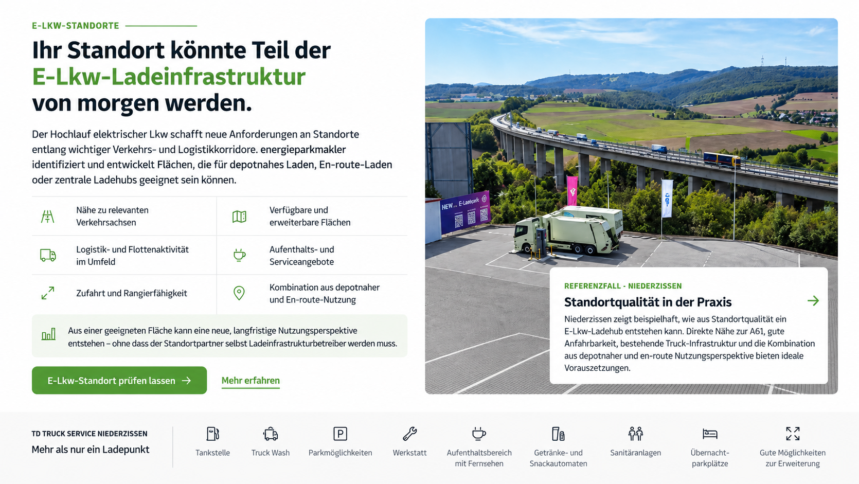 E-Lkw-Standorte: Standortkriterien und Referenzfall Niederzissen am TD Truck Service